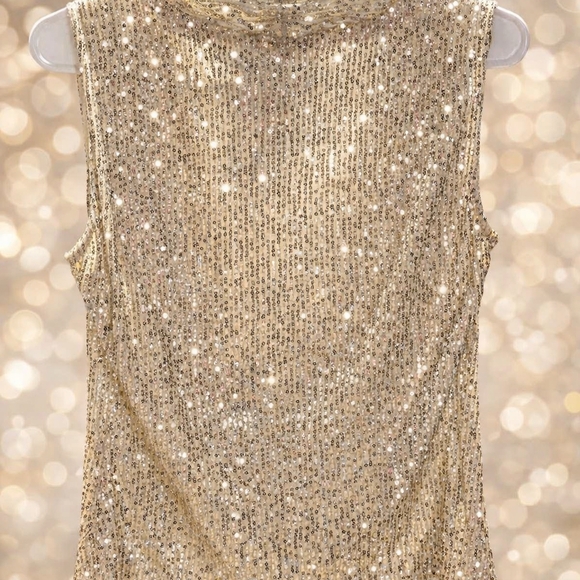 CALVIN KLEIN Shimmering Gold Sleeveless Blouse.  EUC. - Picture 3 of 5
